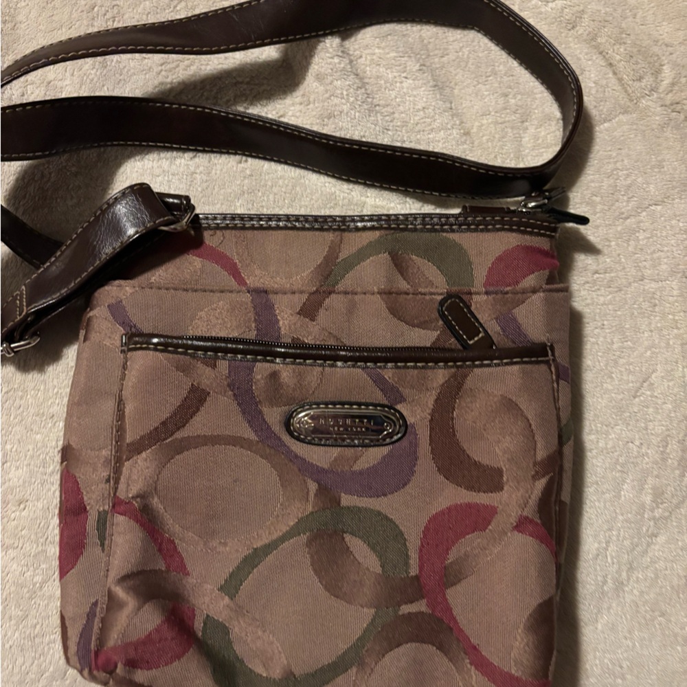 Rosetta Brown Signature Canvas Crossbody with Multicolor Accent.